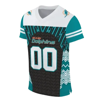 personalized miami dolphins tire arrows aqua black white jersey fashion forward