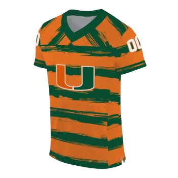 personalized miami hurricanes art stripe orange jersey fashion forward
