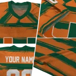 personalized miami hurricanes art stripe orange jersey best selling