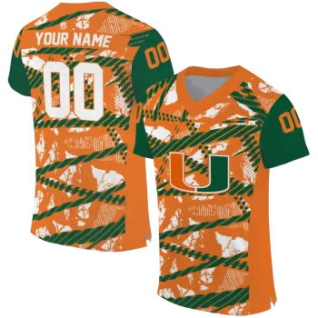 personalized miami hurricanes camo shatter orange jersey best selling