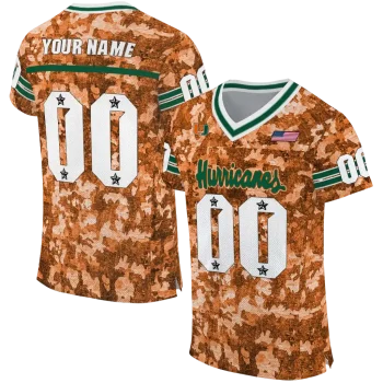 personalized miami hurricanes camouflage abstract orange jersey best selling