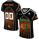 personalized miami hurricanes halftone slant orange black jersey best selling