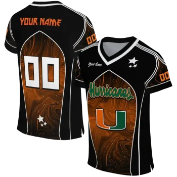 personalized miami hurricanes halftone slant orange black jersey best selling