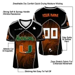 personalized miami hurricanes halftone slant orange black jersey best selling