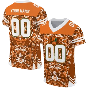 personalized miami hurricanes mirrored pattern orange jersey best selling
