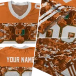 personalized miami hurricanes mirrored pattern orange jersey best selling