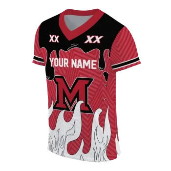 personalized miami redhawks dripping flames red white jersey fashion forward