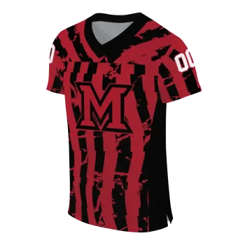 personalized miami redhawks stripe splatter red jersey fashion forward
