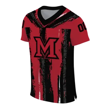 personalized miami redhawks striped texture red jersey fashion forward