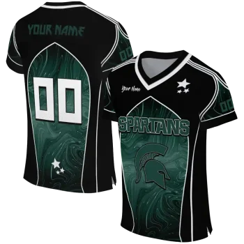 personalized michigan state spartans halftone slant green black jersey best selling