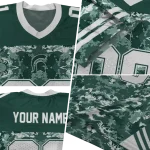 personalized michigan state spartans mirrored pattern green jersey best selling