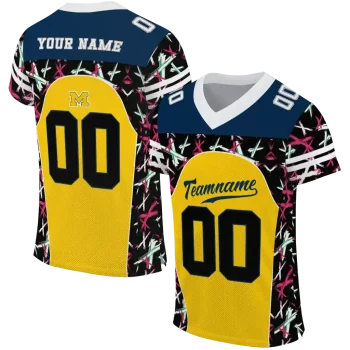 personalized michigan wolverines brushstroke xs maize black jersey best selling