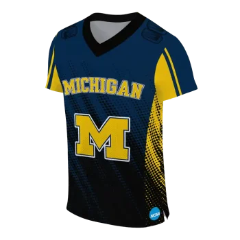personalized michigan wolverines halftone flow blue black jersey fashion forward