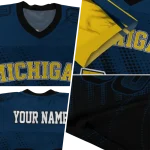 personalized michigan wolverines halftone flow blue black jersey best selling
