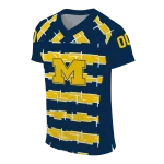 personalized michigan wolverines layered grids blue jersey best selling