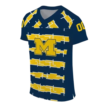 personalized michigan wolverines layered grids blue jersey fashion forward