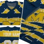 personalized michigan wolverines layered grids blue jersey best selling