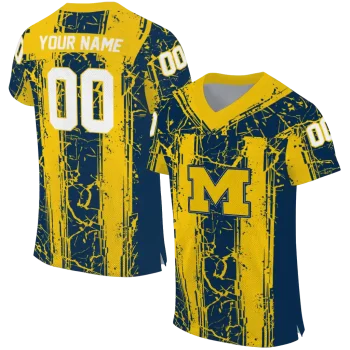 personalized michigan wolverines rugged stripes blue jersey best selling