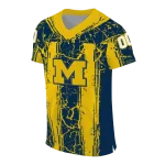 personalized michigan wolverines rugged stripes blue jersey best selling