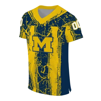 personalized michigan wolverines rugged stripes blue jersey fashion forward
