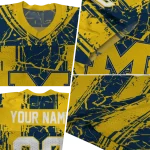 personalized michigan wolverines rugged stripes blue jersey best selling