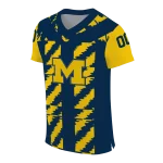 personalized michigan wolverines stripe block blue jersey best selling