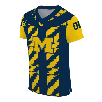 personalized michigan wolverines stripe block blue jersey fashion forward