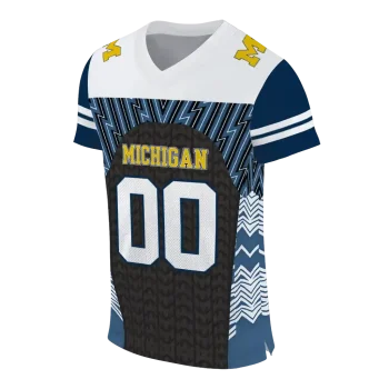 personalized michigan wolverines tire arrows blue black white jersey fashion forward