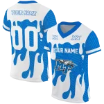 personalized middle tennessee blue raiders dripping flames blue white jersey best selling