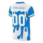 personalized middle tennessee blue raiders dripping flames blue white jersey best selling