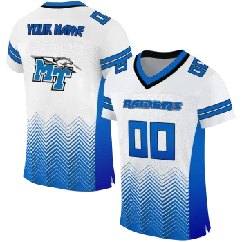personalized middle tennessee blue raiders halftone sweep white black jersey best selling