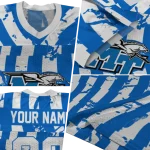 personalized middle tennessee blue raiders stripe splatter blue jersey best selling