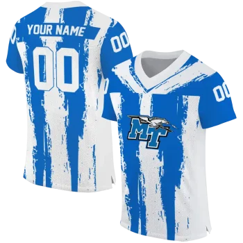 personalized middle tennessee blue raiders striped texture blue jersey best selling