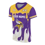 personalized minnesota vikings dripping flames purple white jersey best selling