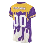 personalized minnesota vikings dripping flames purple white jersey best selling