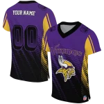 personalized minnesota vikings halftone fade purple black jersey best selling