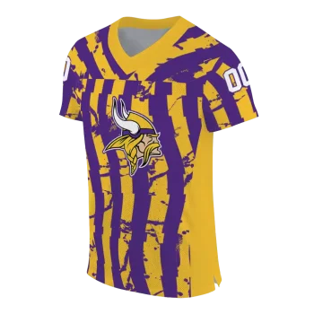 personalized minnesota vikings stripe splatter purple jersey fashion forward