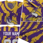personalized minnesota vikings stripe splatter purple jersey best selling