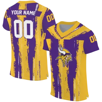 personalized minnesota vikings striped texture purple jersey best selling