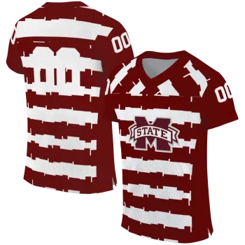 personalized mississippi state bulldogs layered grids maroon jersey best selling