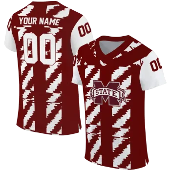 personalized mississippi state bulldogs stripe block maroon jersey best selling