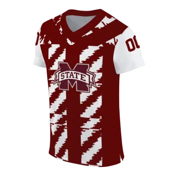 personalized mississippi state bulldogs stripe block maroon jersey fashion forward