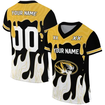 personalized missouri tigers dripping flames black white jersey best selling