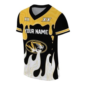 personalized missouri tigers dripping flames black white jersey fashion forward