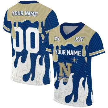 personalized navy midshipmen dripping flames blue white jersey best selling