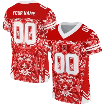 personalized nc state wolfpack mirrored pattern red jersey best selling