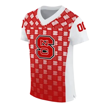 personalized nc state wolfpack stacked rectangle red jersey fashion forward