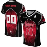 personalized nebraska cornhuskers halftone slant red black jersey best selling