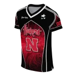 personalized nebraska cornhuskers halftone slant red black jersey best selling