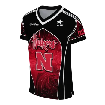 personalized nebraska cornhuskers halftone slant red black jersey fashion forward